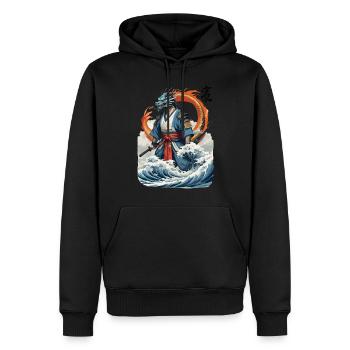 Samouraï dragon et œuvres d’art vintage de style Ukiyo-e - Sweat à capuche Premium bio Homme - noir - Devant - Nico (187cm)