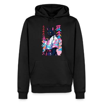 Samurai Katze Vaporwave Aesthetic Samurai Kunst - Männer Premium Bio Hoodie - Schwarz - Vorne - Nico (187cm)