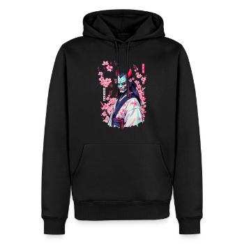 Oni Samouraï Vaporwave Esthétique Japon Culture - Sweat à capuche Premium bio Homme - noir - Devant - Nico (187cm)