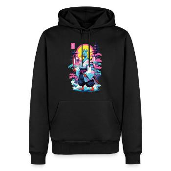 Samurai Ente Aesthetic Vaporwave Stil Japan Kunst - Männer Premium Bio Hoodie - Schwarz - Vorne - Nico (187cm)