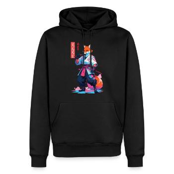 Kitsune Samurai Fox Aesthetic Vaporwave Style - Men’s Premium Organic Hoodie - black - Front - Nico (187cm)