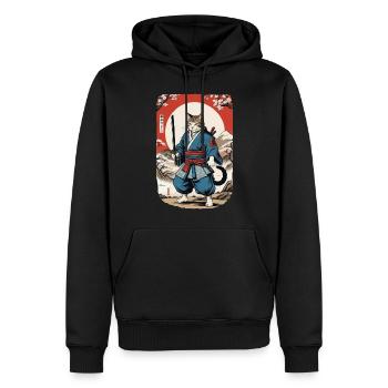 Samurai Cat Vintage Ukiyo E Japanese - Men’s Premium Organic Hoodie - black - Front - Nico (187cm)