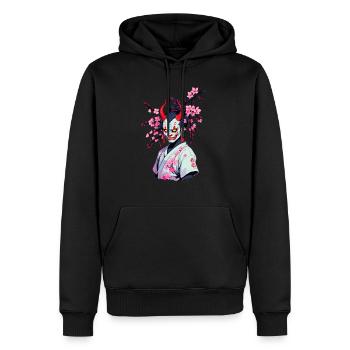 Oni Samouraï Vaporwave Esthétique Japon Culture - Sweat à capuche Premium bio Homme - noir - Devant - Nico (187cm)