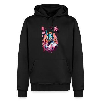 Oni Samouraï Vaporwave Esthétique Japon Culture - Sweat à capuche Premium bio Homme - noir - Devant - Nico (187cm)