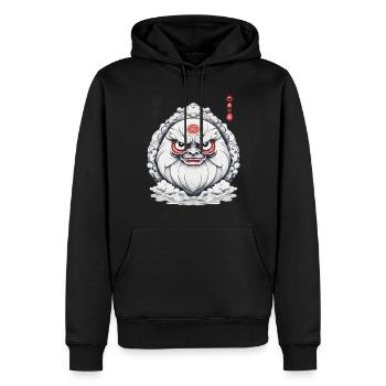 Japanese Daruma Aesthetic Vintage Design - Men’s Premium Organic Hoodie - black - Front - Nico (187cm)