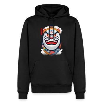 Japanese Daruma Aesthetic Yokai Streetwear - Men’s Premium Organic Hoodie - black - Front - Nico (187cm)
