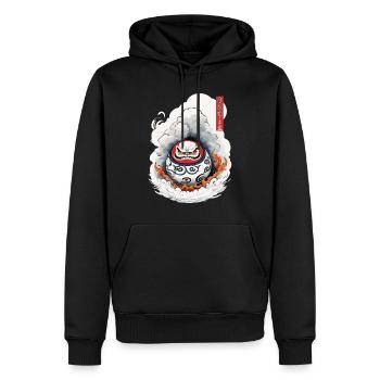 Japonais Daruma Esthétique Vintage Yokai Design - Sweat à capuche Premium bio Homme - noir - Devant - Nico (187cm)