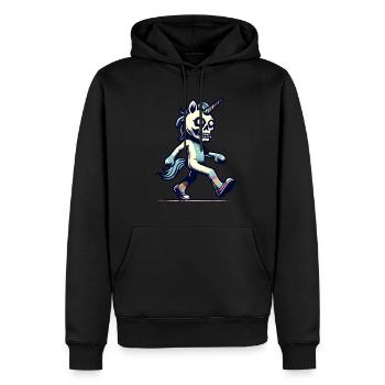 Zombie Licorne Mort-vivant Créature mystique - Sweat à capuche Premium bio Homme - noir - Devant - Nico (187cm)