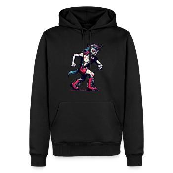 Zombie Licorne Mort-vivant Créature mystique - Sweat à capuche Premium bio Homme - noir - Devant - Nico (187cm)