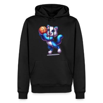 Cute Basketball Player Cat - Männer Premium Bio Hoodie - Schwarz - Vorne - Nico (187cm)