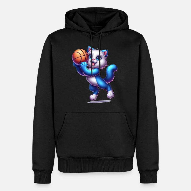 Chat Mignon Joueur De Basket-Ball - Sweat à capuche Premium bio Homme - noir