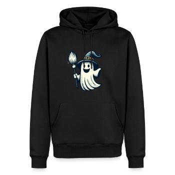 Drôle sorcière sorcière balai Style artistique vintage - Sweat à capuche Premium bio Homme - noir - Devant - Nico (187cm)