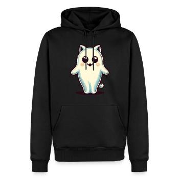 Niedliche Geister Katze Kawaii Geist Haustier - Männer Premium Bio Hoodie - Schwarz - Vorne - Nico (187cm)