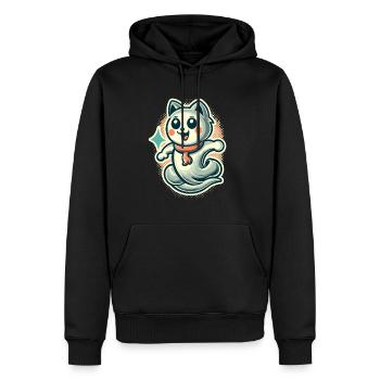 Niedliche Geister Katze Kawaii Geist Haustier - Männer Premium Bio Hoodie - Schwarz - Vorne - Nico (187cm)