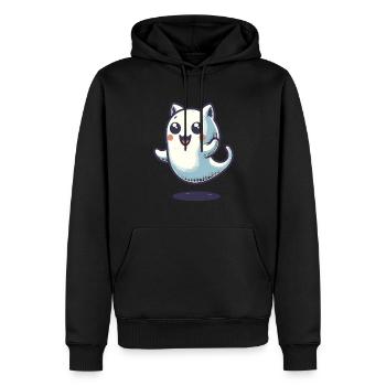 Niedliche Geister Katze Kawaii Geist Haustier - Männer Premium Bio Hoodie - Schwarz - Vorne - Nico (187cm)