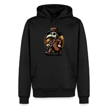 Rétro Vintage Dessin animé Halloween Costume Plague Doctor - Sweat à capuche Premium bio Homme - noir - Devant - Nico (187cm)