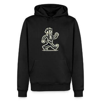 Squelette d’os d’Halloween de dessin animé vintage rétro - Sweat à capuche Premium bio Homme - noir - Devant - Nico (187cm)