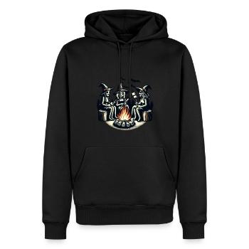 Camping feu de camp Vintage sorcières Design rétro - Sweat à capuche Premium bio Homme - noir - Devant - Nico (187cm)