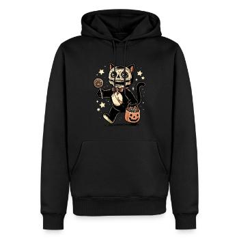 Chat zombie mort-vivant Halloween - Sweat à capuche Premium bio Homme - noir - Devant - Nico (187cm)