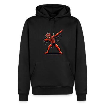 unDabbender Teufel Lustiges Dabbing Design - Männer Premium Bio Hoodie - Schwarz - Vorne - Nico (187cm)