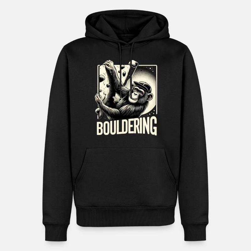 Bouldern Schimpanse Klettern Geschenk - Männer Premium Bio Hoodie - Schwarz
