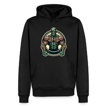 Musclé bodybuilder Halloween Costume Décoration - Sweat à capuche Premium bio Homme - noir - Devant - Nico (187cm)