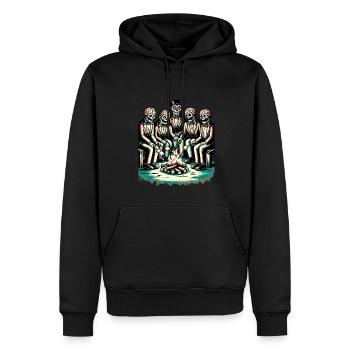 Camping au feu de camp Halloween Zombie Lover - Sweat à capuche Premium bio Homme - noir - Devant - Nico (187cm)