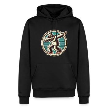 Dabbender Bigfoot Retro Vintage Style - Männer Premium Bio Hoodie - Schwarz - Vorne - Nico (187cm)