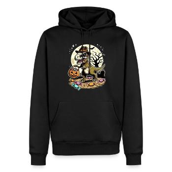 Drôle de T-Rex Zombie Aime Les Bonbons - Sweat à capuche Premium bio Homme - noir - Devant - Nico (187cm)