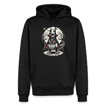 Le vampire T-Rex drôle aime les sucreries - Sweat à capuche Premium bio Homme - noir - Devant - Nico (187cm)
