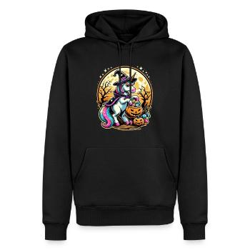 Lustiges Hexen Einhorn Halloween Trick or Treat - Männer Premium Bio Hoodie - Schwarz - Vorne - Nico (187cm)