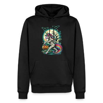 Maman licorne drôle aime les bonbons - Sweat à capuche Premium bio Homme - noir - Devant - Nico (187cm)