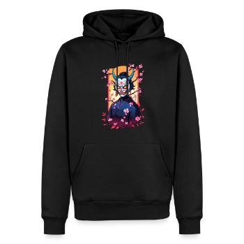 Oni Samouraï Vaporwave Esthétique Japon Culture - Sweat à capuche Premium bio Homme - noir - Devant - Nico (187cm)