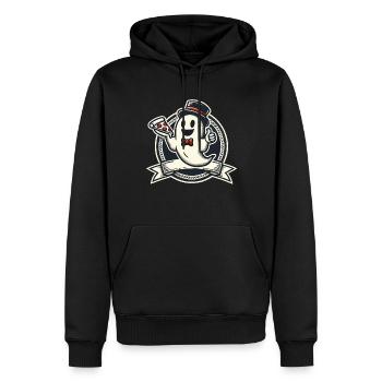 Halloween Funny Ghost With Pizza - Men’s Premium Organic Hoodie - black - Front - Nico (187cm)