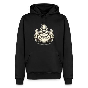 Drôle caca tas d’excréments fantôme humoristique - Sweat à capuche Premium bio Homme - noir - Devant - Nico (187cm)