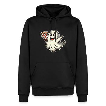 Livraison de pizza Fantôme Drôle Halloween Pizza - Sweat à capuche Premium bio Homme - noir - Devant - Nico (187cm)