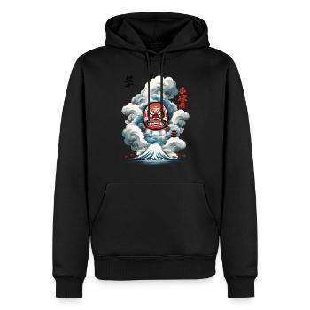 Japanese Daruma Aesthetic Yokai Design - Men’s Premium Organic Hoodie - black - Front - Nico (187cm)