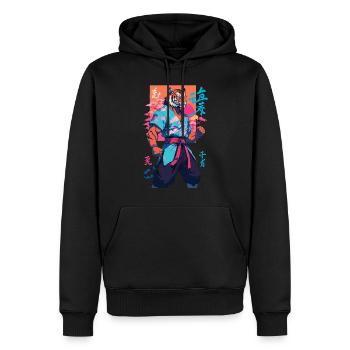 Tiger Yokai Vaporwave Aesthetic Samurai Art - Men’s Premium Organic Hoodie - black - Front - Nico (187cm)