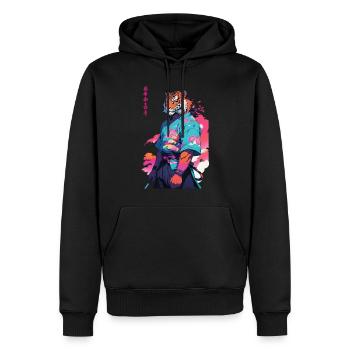 Tiger Yokai Vaporwave Aesthetic Samurai Art - Men’s Premium Organic Hoodie - black - Front - Nico (187cm)