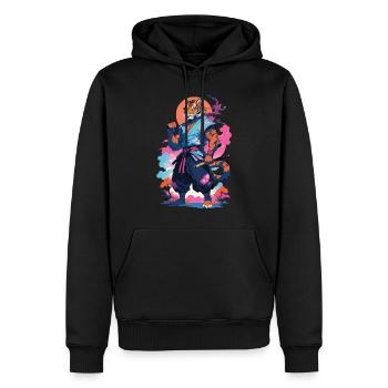 Tiger Yokai Vaporwave Aesthetic Samurai Art - Men’s Premium Organic Hoodie - black - Front - Nico (187cm)