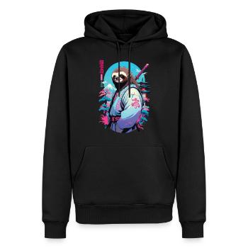 Samurai Faultier Aesthetic Vaporwave Stil - Männer Premium Bio Hoodie - Schwarz - Vorne - Nico (187cm)