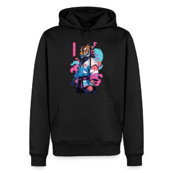 Tiger Yokai Vaporwave Aesthetic Samurai Design - Men’s Premium Organic Hoodie - black - Front - Nico (187cm)