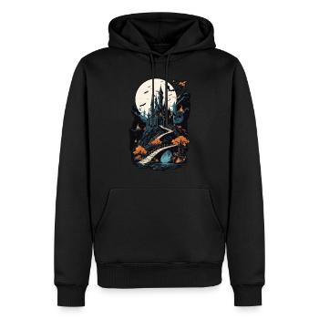Château hanté effrayant Château hanté magique - Sweat à capuche Premium bio Homme - noir - Devant - Nico (187cm)
