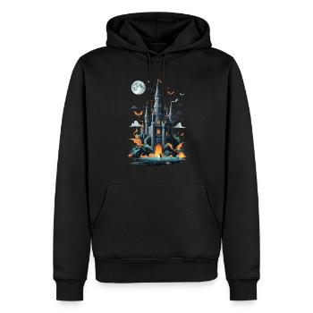 Château hanté effrayant Château hanté magique - Sweat à capuche Premium bio Homme - noir - Devant - Nico (187cm)