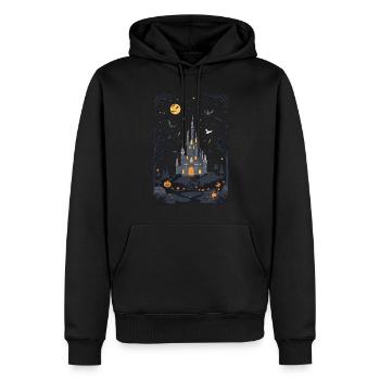Château hanté effrayant Château hanté magique - Sweat à capuche Premium bio Homme - noir - Devant - Nico (187cm)