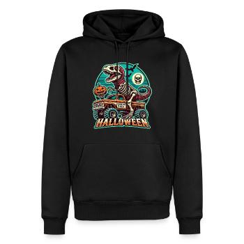 Dinosaurier auf Monstertruck Motorsport Liebhaber - Männer Premium Bio Hoodie - Schwarz - Vorne - Nico (187cm)