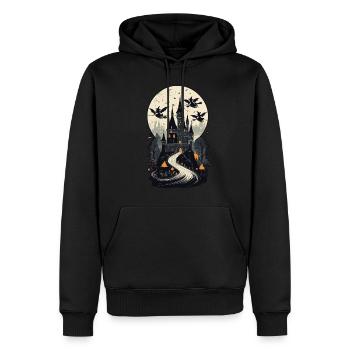 Château hanté effrayant Château hanté magique - Sweat à capuche Premium bio Homme - noir - Devant - Nico (187cm)