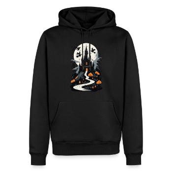 Château hanté effrayant Château hanté magique - Sweat à capuche Premium bio Homme - noir - Devant - Nico (187cm)