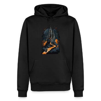 Château hanté effrayant Château hanté magique - Sweat à capuche Premium bio Homme - noir - Devant - Nico (187cm)