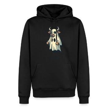 Drôle de vache fantôme bull feuille Halloween idée - Sweat à capuche Premium bio Homme - noir - Devant - Nico (187cm)